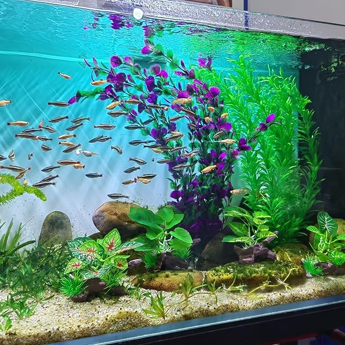 20.47 Inch Tall Aquarium Plants – Large Lifelike Artificial Fish Tank Decorations, 2 Pcs Fish Tank Plants Plastic,Durable & Safe for Freshwater/Saltwater Aquariums (Green (Style D))