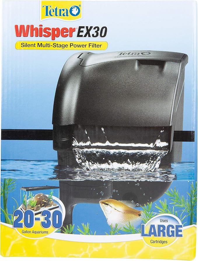 Tetra Whisper EX 30 Filter For 20 To 30 Gallon aquariums, Silent Multi-Stage Filtration, Blacks & Grays