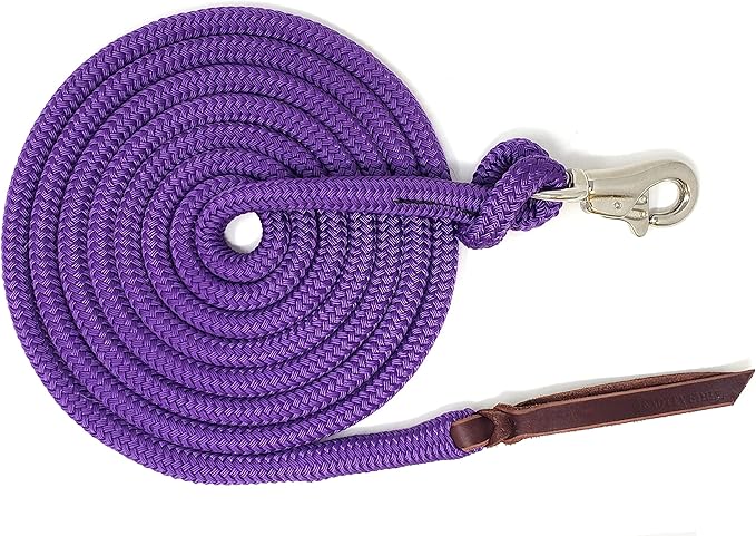 Premium 1/2" Samson EQ Yacht Braid Lead Rope with Nickel Trigger Bull Snap. Option for 12ft, 14ft and 16ft Lengths (Purple, 16 FT)
