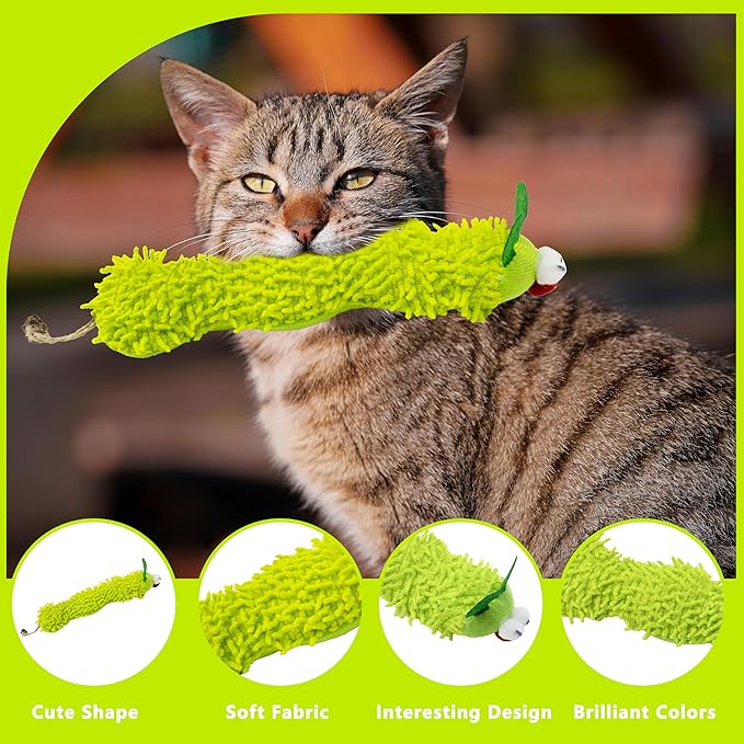 1 Pack Catnip Toys, Soft Cat Pillows Toys, Kitten Caterpillar Catnip Toys,Indoor Interactive Cat Kicker Toys for All Age Cat