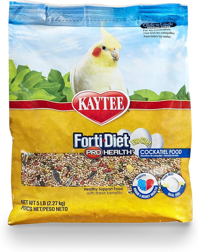 Kaytee Forti-Diet Egg-Cite Pet Bird Food For Cockatiels, 5 Pound