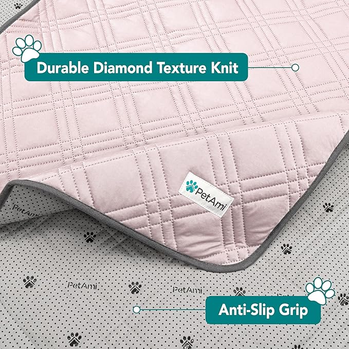 PetAmi Waterproof Cooling Mat for Dog, Premium Pet Cooling Blanket for Bed Crate, Anti Slip Indoor Dog Cool Pad for Sleeping, Q-MAX Large Sofa Couch Cover Mat for Cat, Pink, 40x60