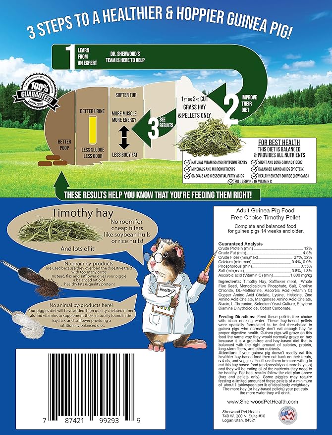 Sherwood Pet Health Adult Guinea Pig Food - Free Choice Timothy Pellet (20 lb)
