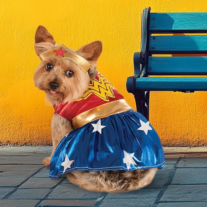 DC Comics: Wonder Woman Pet Costume for For Dogs or Cats by Rubies, Small