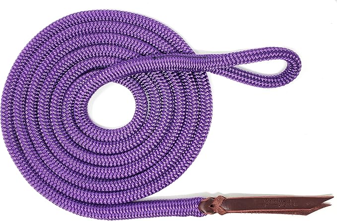Double Braid Lead Rope with Eye Splice Loop, 12-14FT Lengths (Purple, 14 ft.)