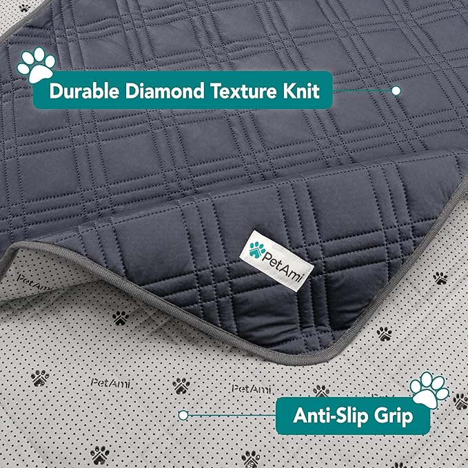 PetAmi Waterproof Cooling Mat for Dog, Premium Pet Cooling Blanket for Bed Crate, Anti Slip Indoor Dog Cool Pad for Sleeping, Q-MAX Large Sofa Couch Cover Mat for Cat, Grey, 60x80