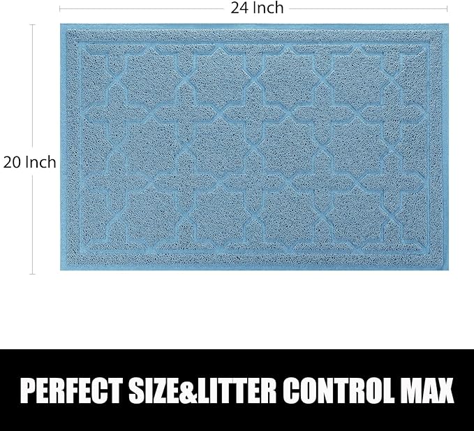 Yimobra Cat Litter Mat, 24"x20" Litter Mat with Litter Lock Mesh, Soft Cat Litter Mat Litter Trapping Mat, Easy to Clean, Non-Slip, Water Resistant, Litter Free Floors, Tea Blue