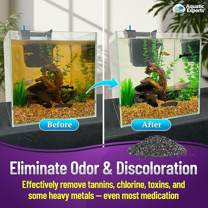 Premium Activated Carbon, Aquarium Carbon for Fish Tank Filter, Aquarium Filter Media, Granulated Charcoal for Fish Tanks, Activated Charcoal Bulk (5.5 lbs with Fine Mesh Bag)