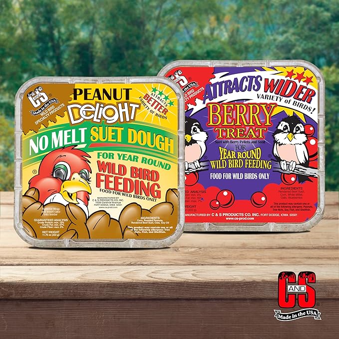 C&S Suet Variety Value Pack, Peanut Delight Dough & Berry Treat 24 Pack