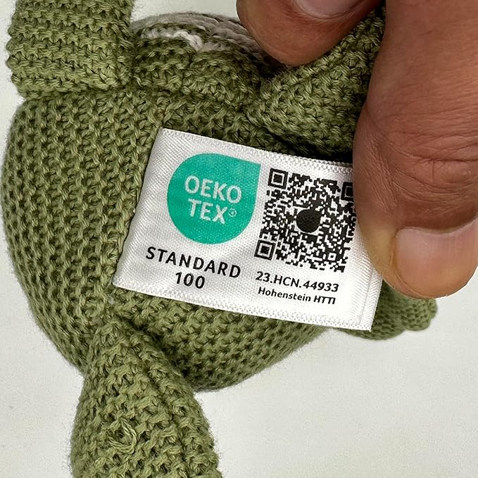 100% Organic Cotton Baby Stuffed Animals | 7.1" Green Dinosaur Plush for Newborn