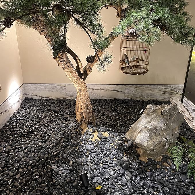 10 lbs Pebbles for Outdoor Landscaping, 1-2 inch Black River Rocks for Plants Indoor, Decorative Black Stones for Planters Vase Aquarium Rocks and Garden Rocks