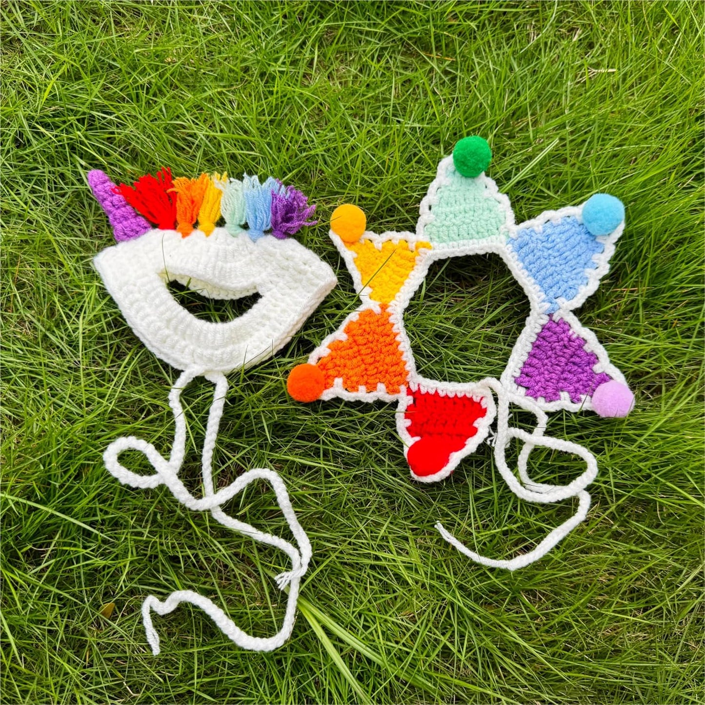 Halloween Cat Costume,Unicorn Handmade Knitted Dog Costume,Rainbow Dog Outfit,Cat Birthday Clothes,Pet Cloth for Rabbits and Other Small Sized Pets