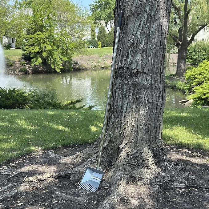 Heavy Duty Pooper Scooper 66in Spring Steel Scoop Long Stainless Steel Handle Dog Pooper Scooper for Large Dogs Outdoor Pet Waste Removal Shovel