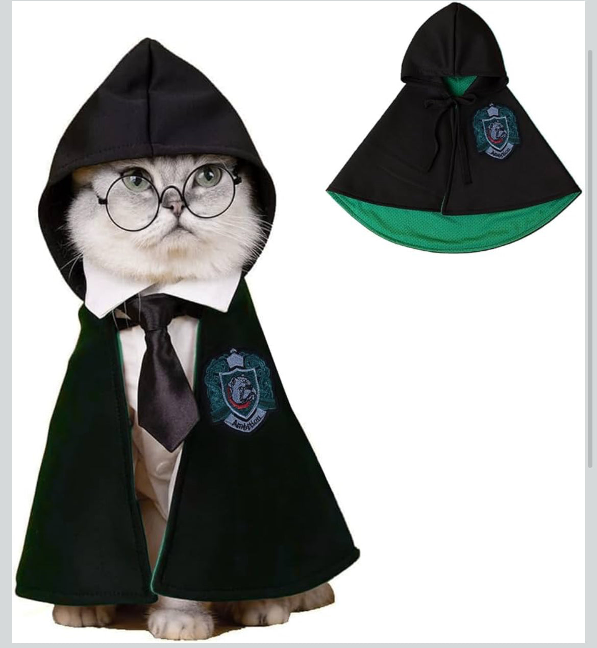 Harry Potter Theme Halloween Costume - Pet Wizard Costumes Mantle Magician Cosplay Clothes with Bowtie & Glasses Set, Festival Party Apparel for Small Pets Cats Dogs - (Small to  Large size)