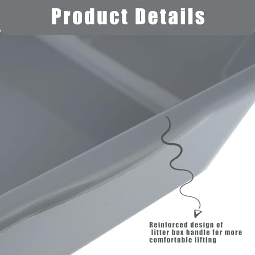 2 Pack of Extra Large Cat Litter Box (ABS Material), Low Entry Senior Litter Pen for Geriatric Kitty Big Cats, Jumbo Pet Safe Litter Boxes Tray for Indoor Pets Potty (White, 24" L x 20" W)