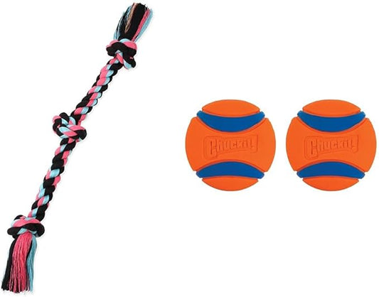 Mammoth Flossy Chews Rope Tug + Chuckit! Ultra Ball Dog Toy