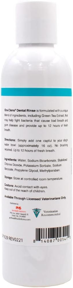 Ora-Clens Dental Rinse for Dogs & Cats - Cleans Teeth, Freshens Breath - Antimicrobial - 8 fl oz