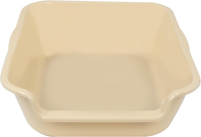 2 Pack of Extra Large Cat Litter Box (ABS Material), Low Entry Senior Litter Pen for Geriatric Kitty Big Cats, Jumbo Pet Safe Litter Boxes Tray for Pets Potty (Beach Sand, 20" L x 15.5" W)