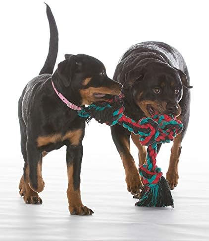 Mammoth Flossy Chews Multi Color 5 Knot Rope Tug – Premium Cotton-Poly Tug Toy for Dogs – Interactive Dog Rope Toy – Tug Dog Chew Toy for Big Dogs - X-Large, 36”