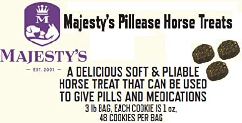 Majesty's PillEase Horse Treats | A Delicious Soft and Pliable No Bake Cookie Horse Treat | Makes Giving Pills & Medication Easy | Made in The USA - 48 Wafers