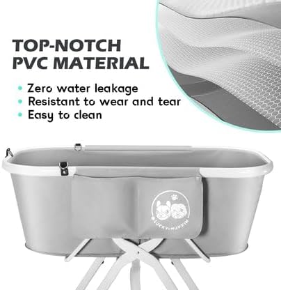 Premium Elevated & Foldable Dog Bathtub – 5 Adjustable Heights for Back-Friendly Grooming. Portable Indoor/Outdoor Pet Washing Station, Supports Small & Medium Dogs up to 140 lbs