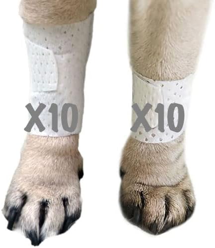 Basic Leg Bandages for Dogs, Cats, Pets -First- aid Non Adhesive Fur Friendly, Soft Stretch Wound Care, hot Spots, Fungus, Adjustable Fastening Strap Value Pack (LG/XL 20-Pack)