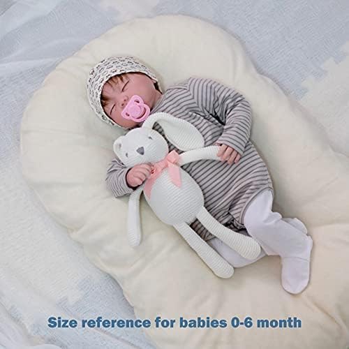 100% Organic Cotton Baby Toys White Bunny Rabbit Stuffed Animal for Newborn 7.1"