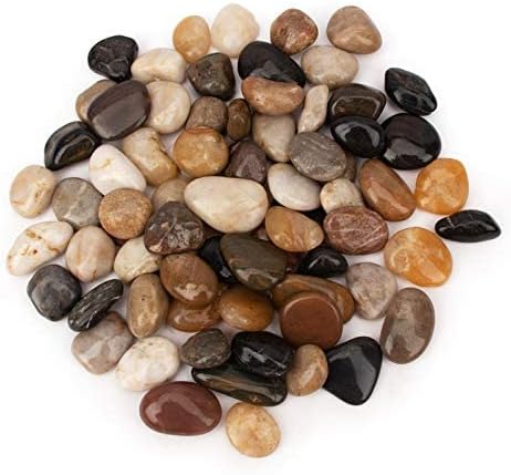 [18 Pounds] Pebbles Aquarium Gravel River Rock, Natural Polished Decorative Gravel,Garden Ornamental River Pebbles Rocks, Mixed Color Fish Tank Stones，Polished Gravel for Landscaping (Multicolor)