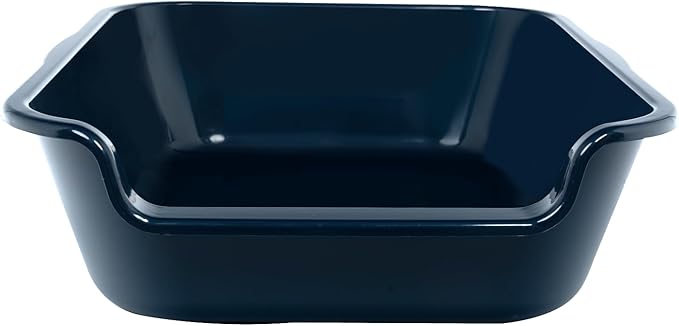 2 Pack of Extra Large Cat Litter Box (ABS Material), Low Entry Senior Litter Pen for Geriatric Kitty Big Cats, Jumbo Pet Safe Litter Boxes Tray for Pets Potty (Dark Blue, 20" L x 15.5" W)