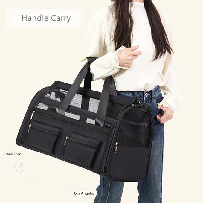 Cat Carrier Bag,Soft Sided Ventilated Pet Carrier for Small Dog Airline Approved Travel Puppy Carrier with Breathable Mesh, Foldable Portable for Outdoor Car