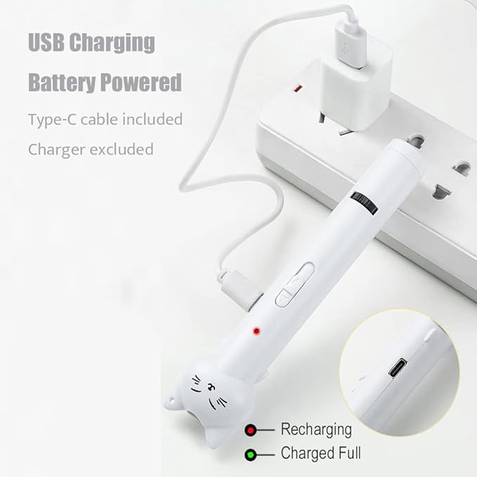 PARTSPOWER Laser Pointer Interative Cat Toy for Cats to Chase, Rechargeable Red Laser Light Pointer Exercises Training Tool for Kittens Cats Dogs (Green)