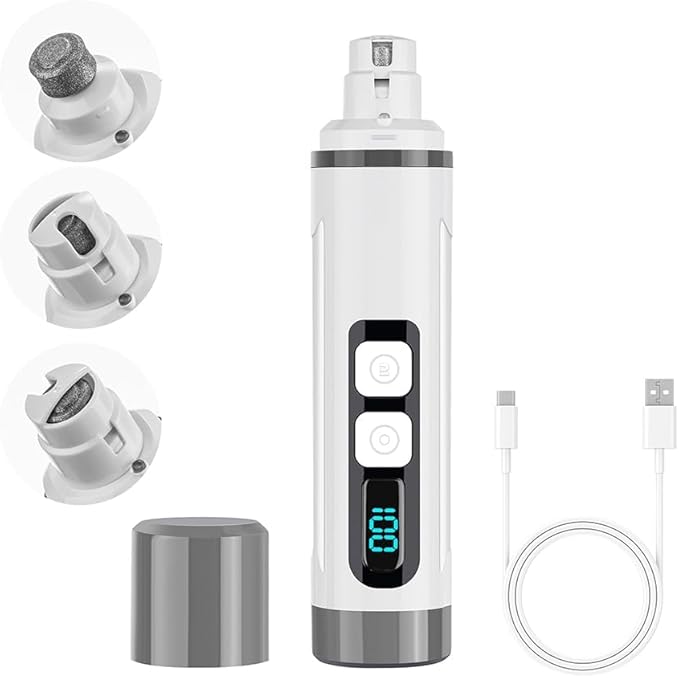 Dog Nail Grinder Quiet-2025 Release Ultra-Quiet Dog & Cat Nail Grinder with LED Light & Battery Display - Painless Nail Trimmer for Small to Large Pets, Thick Nails, and Sensitive Paws