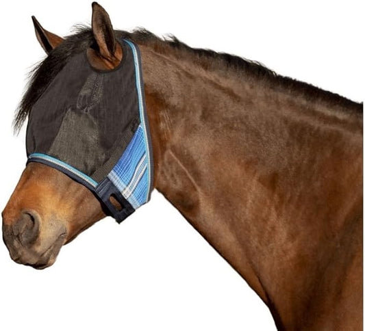 Kensington 90% UV Fly Mask Halter CatchMask UViator - Without Ears & Forelock Freedom Web Trim *Roomy Fit*- X-Large, Kentucky Blue