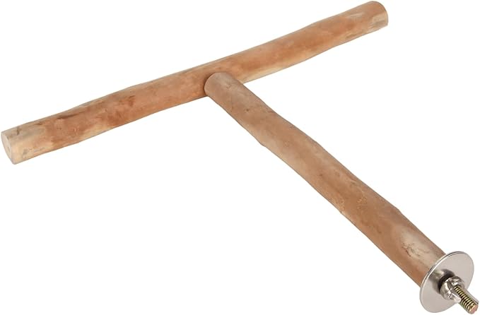 Wood Bird Perch, T Shaped Birdcage Stand Wooden Parrot Perch Stand Perch for Bird Cage Grinding Bird Perch Branches, T Perch Bird Accessory, Easy to Install