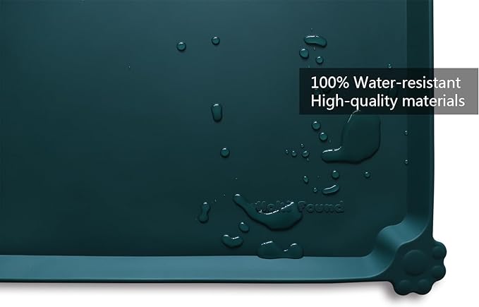 Hoki Found XX-Large Silicone Non Slip Pet Dog Cat Bowl Mats - Placemat for Feeding - Waterproof for Carpet - Dark Cedar