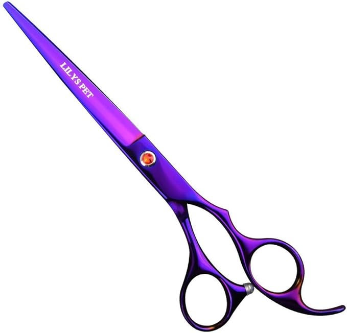 LILYS PET Professional PET Grooming Scissors Kit,Coated Titanium,Sharp and Strong Stainless Steel Blade for Dogs Cats Hair Cutting,3 Pieces of Scissors with a Comb and a Case (7.0 inches, Purple)