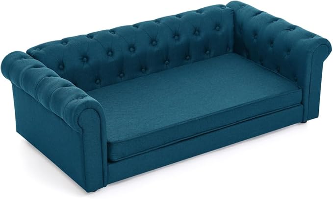 Dog Sofa Couch for Medium to Large Dogs, 55" Memory Foam Pet Sofa Couch with Washable Fabric, Durable Elevated Dog Bed with Legs, Removable Cushion for Medium and Large Dogs, Blue