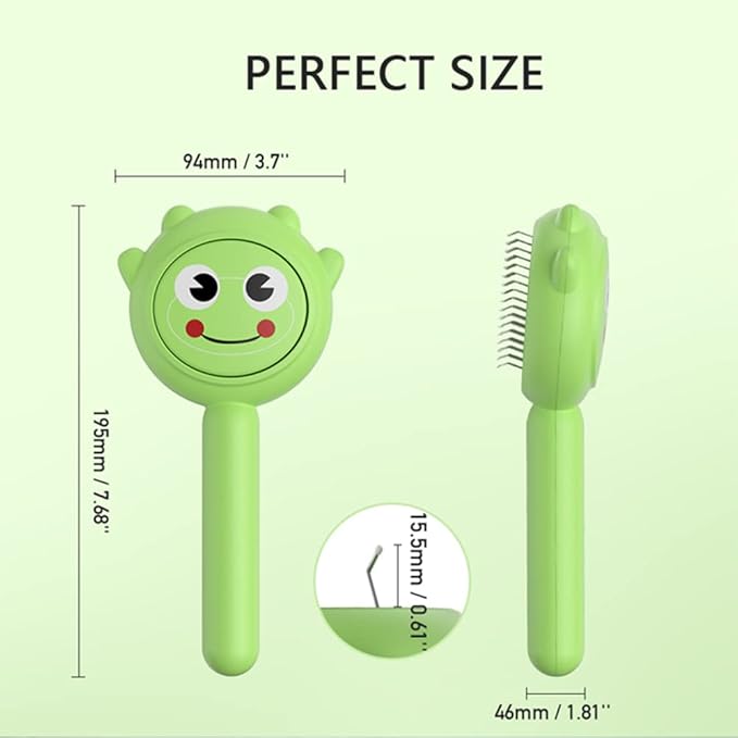 Dog Brush for Short or Long Haired Dogs, Frog Shape Dog Brush with Release Button, Dog Hair Brush Dog Grooming Deshedding Brush for Dog Kitten Rabbit Massage Removes Loose Fur