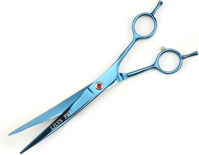 LILYS PET Professional PET Grooming scissors Kit,Coated Titanium,Sharp and Strong Stainless Steel Blade for Dogs Cats Hair Cutting,3 Pieces of Scissors with a Comb and a Case (7.5 inches, Blue)