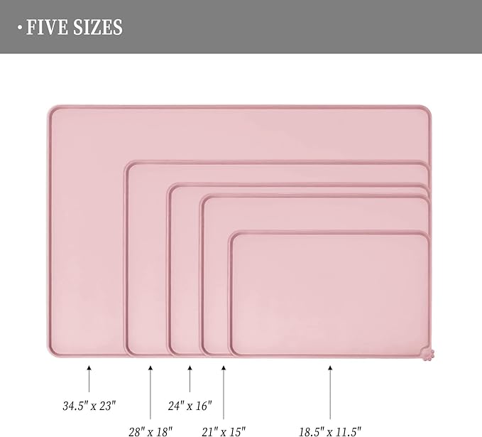 Waterproof Pet Feeding Mat with High Raised Edges, Heavier and Thicker Placemats for Cat Dog Water Bowl with BPA Free, Dogs Cats Food Mats for Messy Drinkers to Prevent Spill and Protect Floors