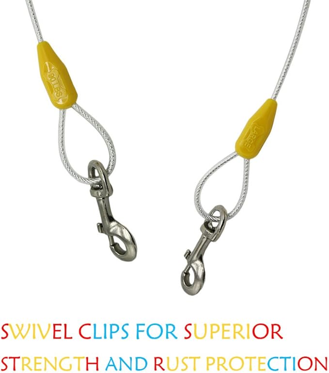 Petest 25ft Reflective Tie-Out Cable for Large Dogs Up to 90 Pounds