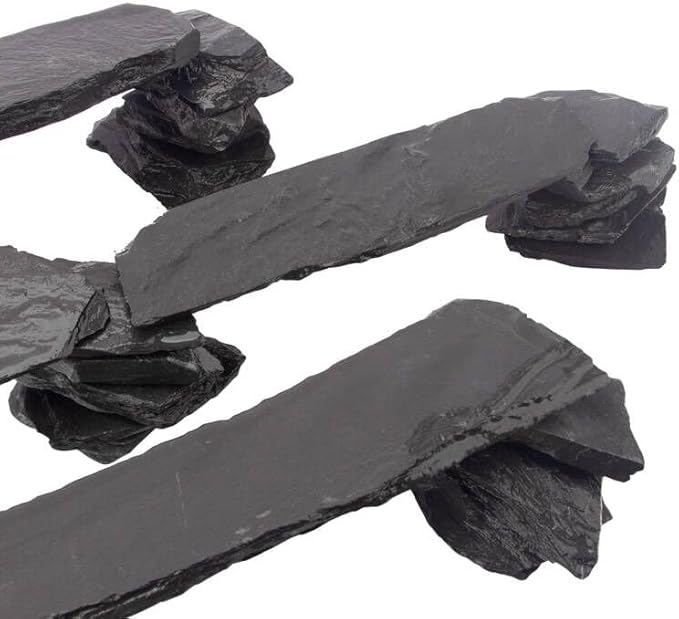 CFKJ [18 Pounds] Natural Slate Stone Rocks, Mix of Rocks About 2 to 5 inches and 4 Piece 8 inches Slate Stone Rocks for Aquascaping, Aquariums, Terrariums, Amphibian Enclosures