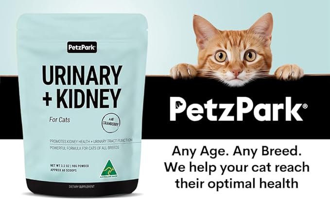Urinary and Kidney Powder Supplement for Cats - Cranberry, Nettle Seed, D-Mannose for Cat UTI Treatment, Urinary Tract Health, and Kidney Care - Fast UTI Relief & Prevention - 60 Scoops