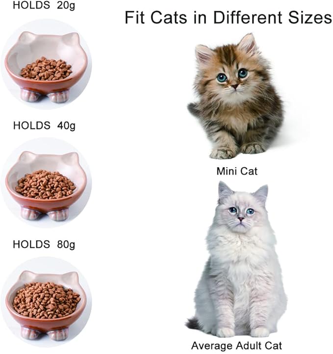 Nihow Ceramic Basic Cat Bowls: 5 Inch Cat Bowl for Food & Water - Food Grade Cat Dish for Small-Sized Cat - Microwave & Dishwasher Safe -Elegant Brown (4.25 OZ /1 PC)