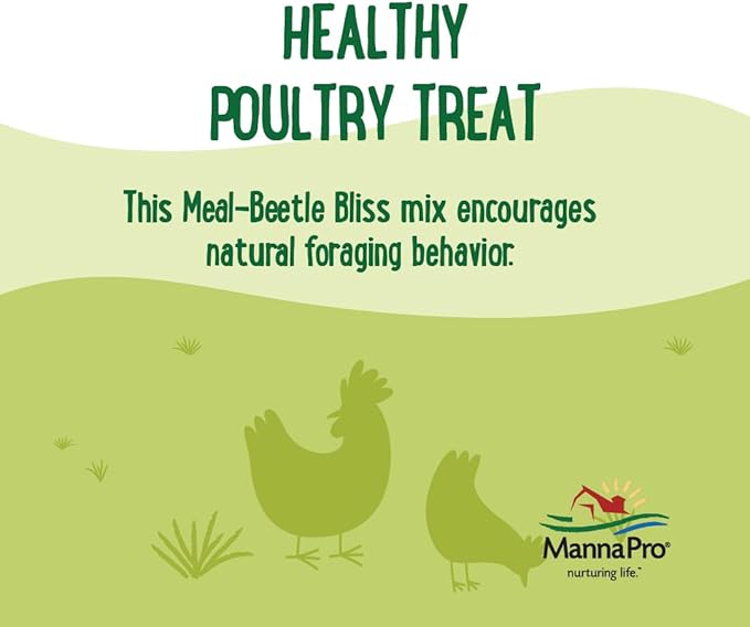 Manna Pro Farmhouse Favorites Beetle Bliss Poultry Treat – Blend of Mealworms and Beetles – All Natural Treat for Chickens, Ducks, Geese, Turkeys, & Guinea Fowl – 45% Protein – 25oz