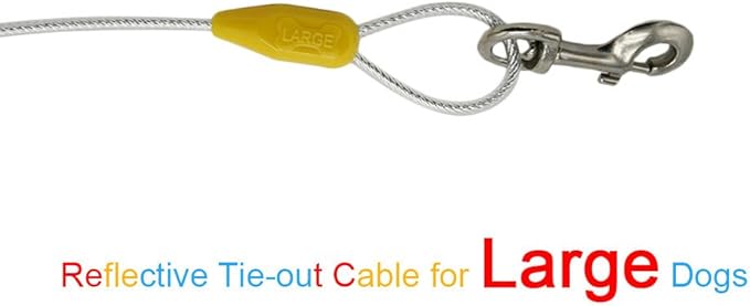 Petest 25ft Reflective Tie-Out Cable for Large Dogs Up to 90 Pounds