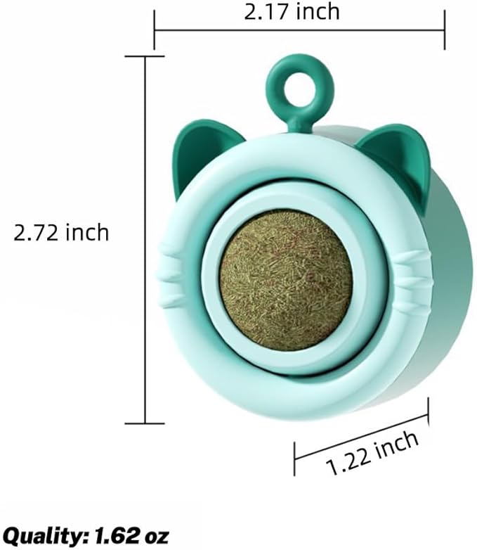 SLLOS Catnip Toys Balls 3 Pcs,Happy Planet 360°Rotating,Cat Energy Ball, Edible Kitten Silvervine Toys for Cats Lick, Healthy Kitty Teeth Cleaning Dental Chew Toys, Cat Wall Treats(Blue)