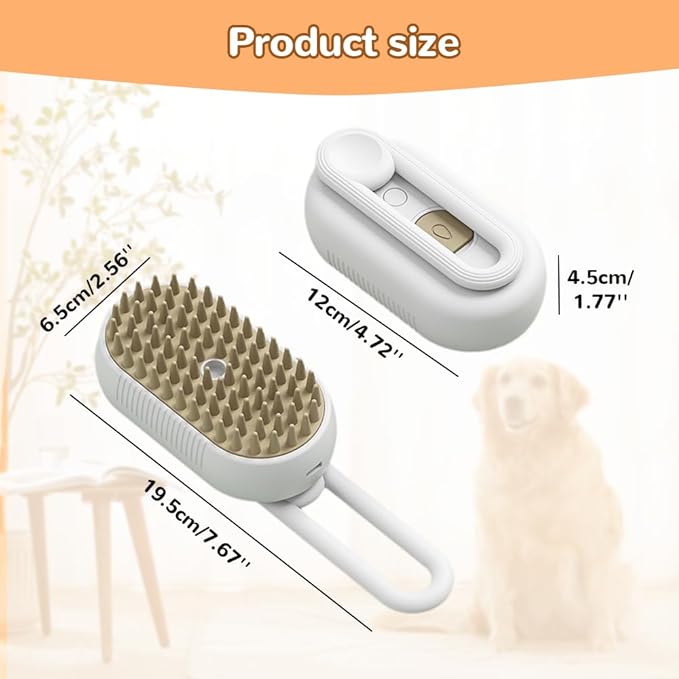 Pet Steam Groomer Brush Electric,2025 Electric Cat Grooming Brush for Massaging and Cleaning Shedding Pets Hair,3 in 1 Pets Steam Brushes Hair Removal Comb for Cats Dogs (Khaki)