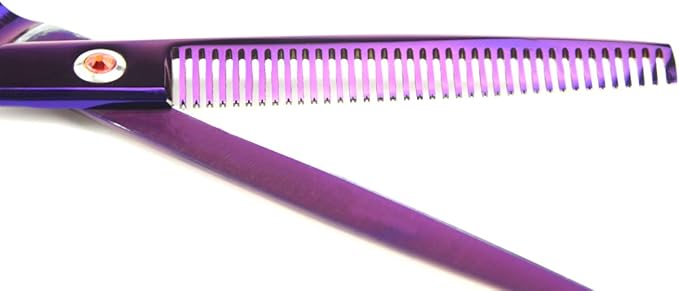 LILYS PET Professional PET Grooming Scissors Kit,Coated Titanium,Sharp and Strong Stainless Steel Blade for Dogs Cats Hair Cutting,3 Pieces of Scissors with a Comb and a Case (7.5 inches, Purple)