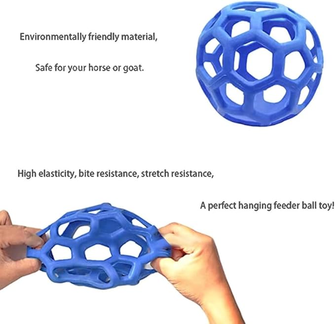 3PCS Hay Feeder Ball Toy for Horses, Goats & Livestock – Rainbow Colors with Hanging Red Cord, Stress Relief & Boredom Prevention (Green, Blue, Red)